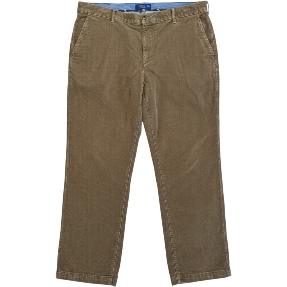 IZOD Mens Brown Corduroy Pants 40x30 Straight Leg Cotton Stretch Tan Trousers
